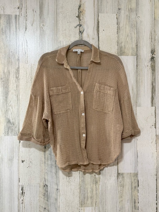 HYFVE Tops - HYFVE Waffle Knit Button-Up Shirt in Beige